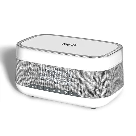 PRUEBAIntelligent Multifunctional Alarm Clock Bluetooth Speaker Wireless Charger Fast Charge Clock Atmosphere Night Light Home Decor