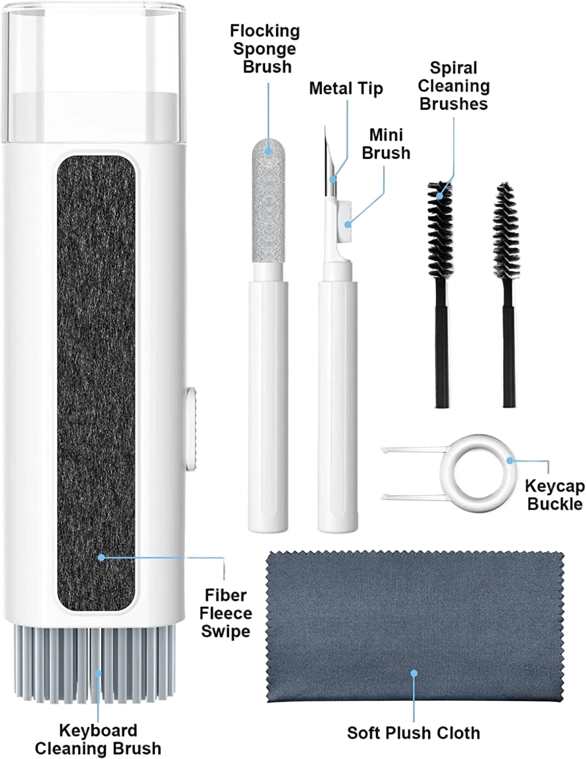 [8 in 1] Cleaner Kit for Airpod,Supfine Cleaning Pen with Brush for Airpods Pro,Multi-Function Cleaner Kit for Earbuds,Earphone,Ipod,Keyboard,Iphone,Ipad,Laptop(White)